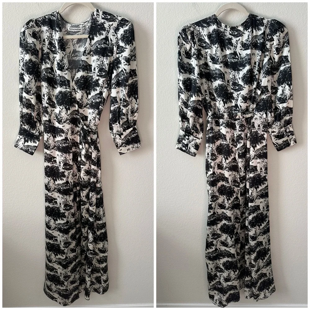 REFORMATION Elysian Merrick Silk Maxi Wrap Dress SZ M - Picture 2 of 7